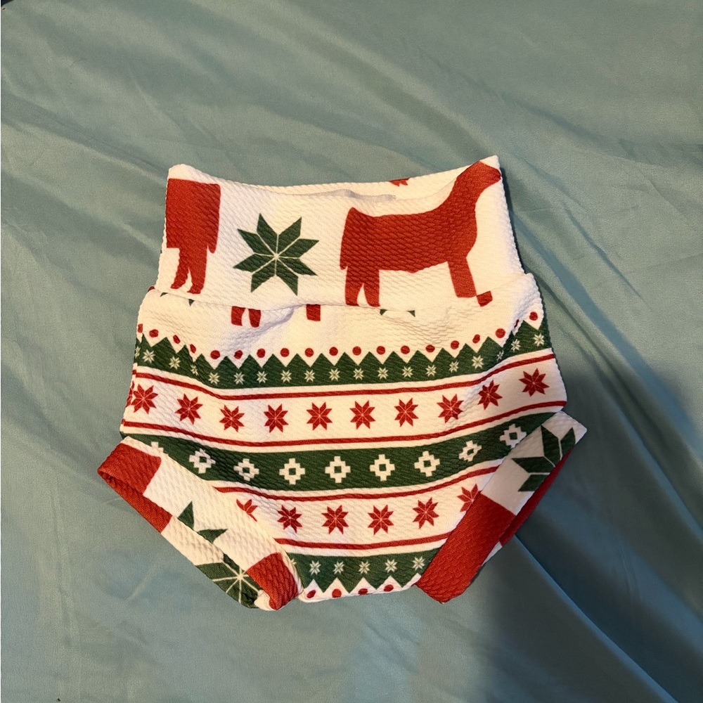 Festive Red and Green Kids Holiday Diaper Cover